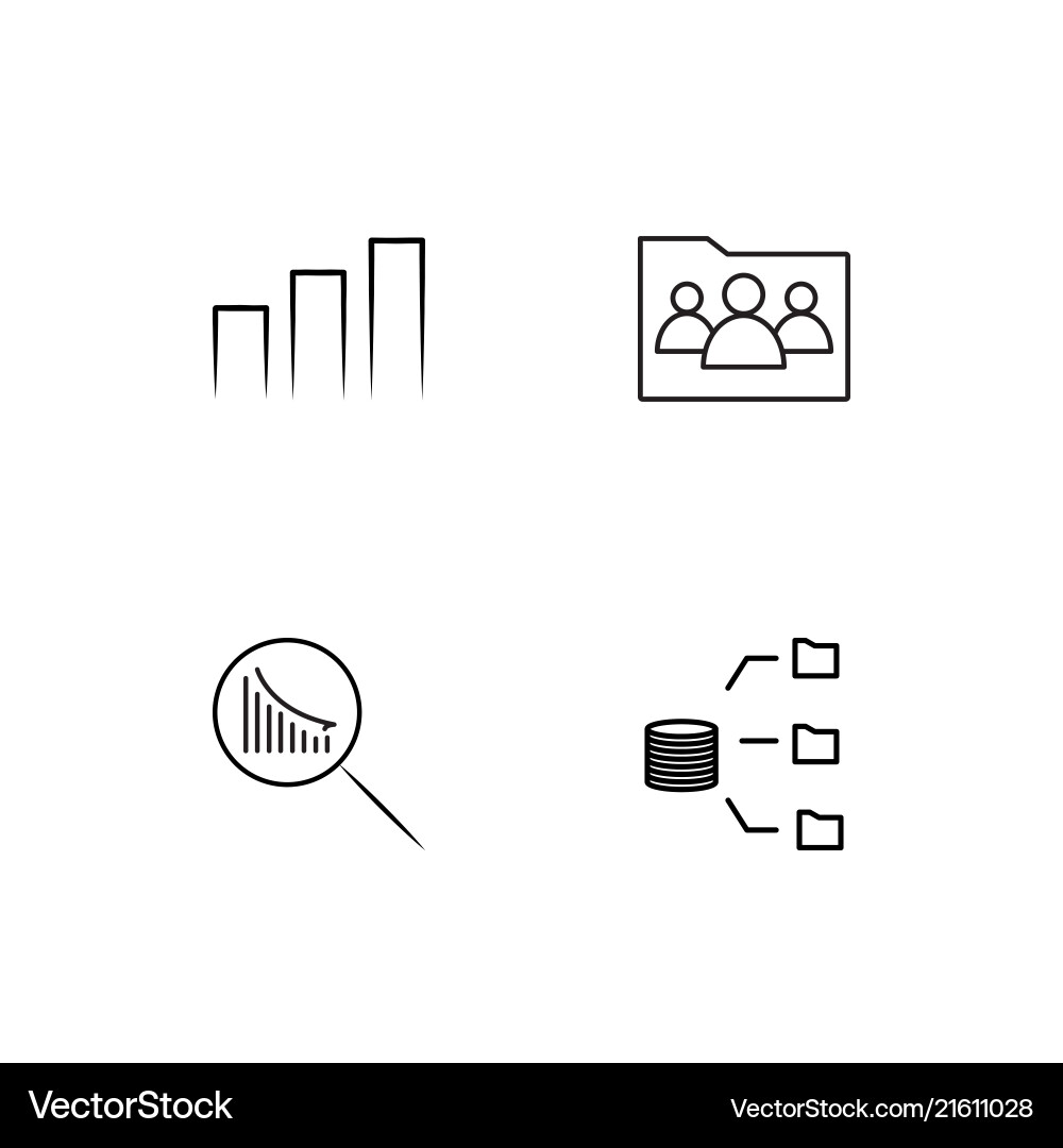 Data analytics linear icons set simple outline vector image