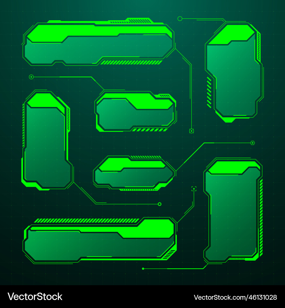 Green futuristic hud ui elements sci-fi user Green futuristic hud ui elements sci-fi user vector image
