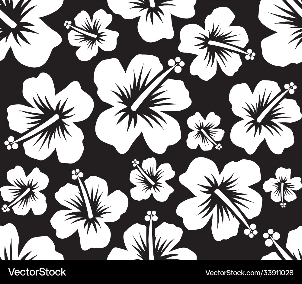 Hibiscus hawaii flower seamless pattern vector image