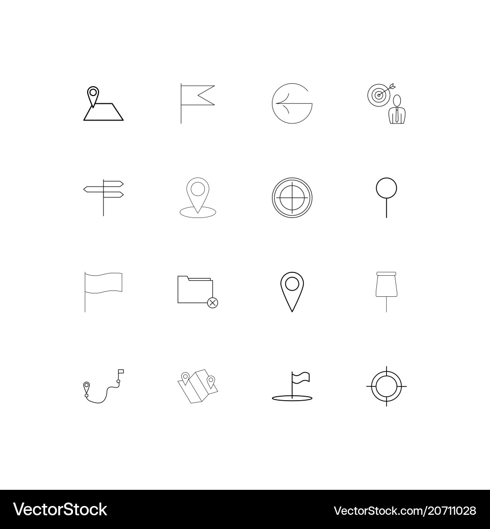 Maps and navigation simple linear icons set vector image