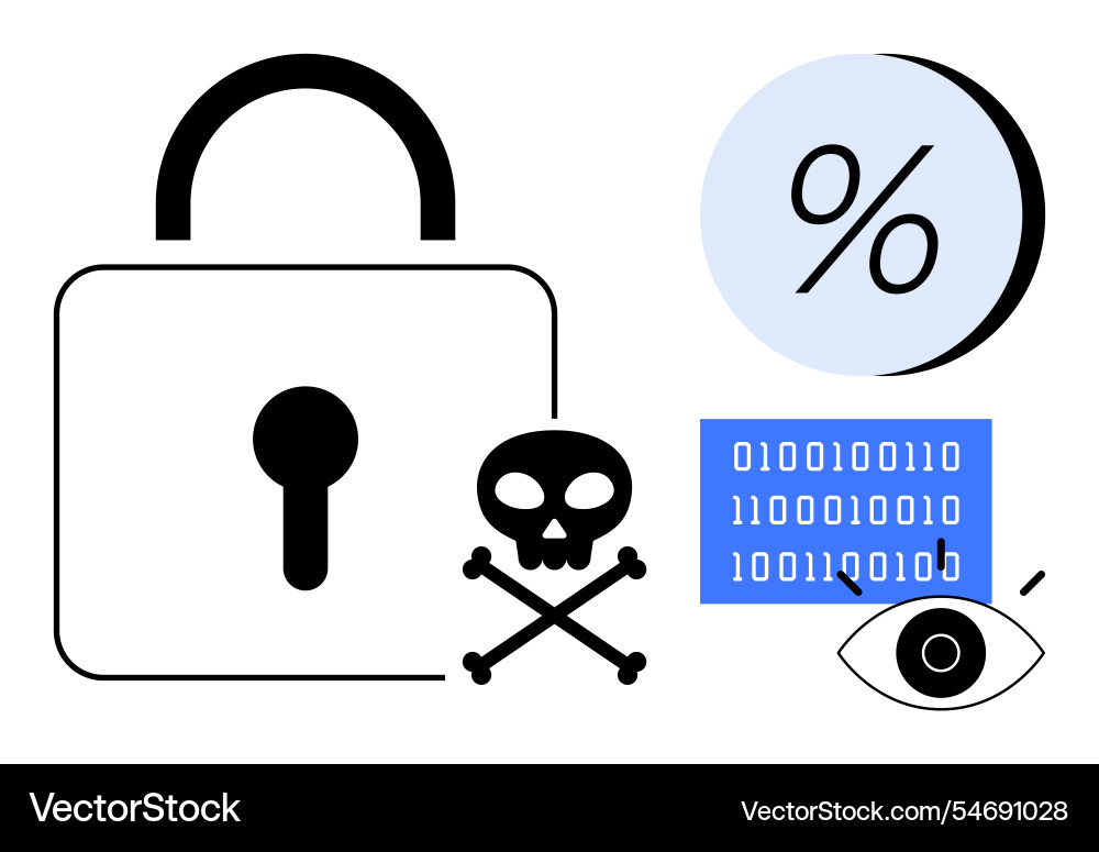 Online security concepts with padlock binary code Vector Image