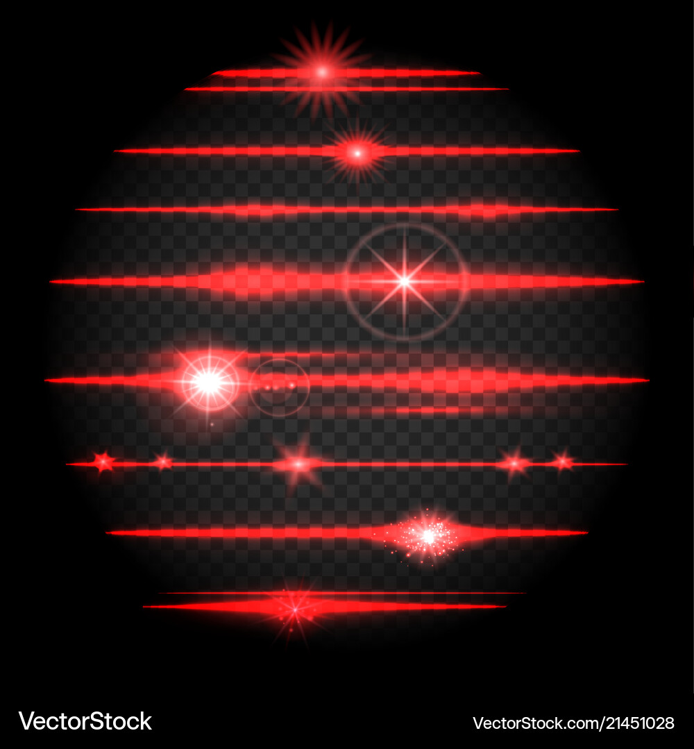 Red laser lens flare set vector image