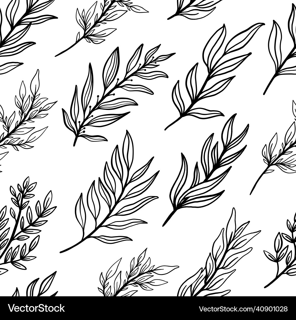 Seamless pattern rustic branch hand draw style vector image