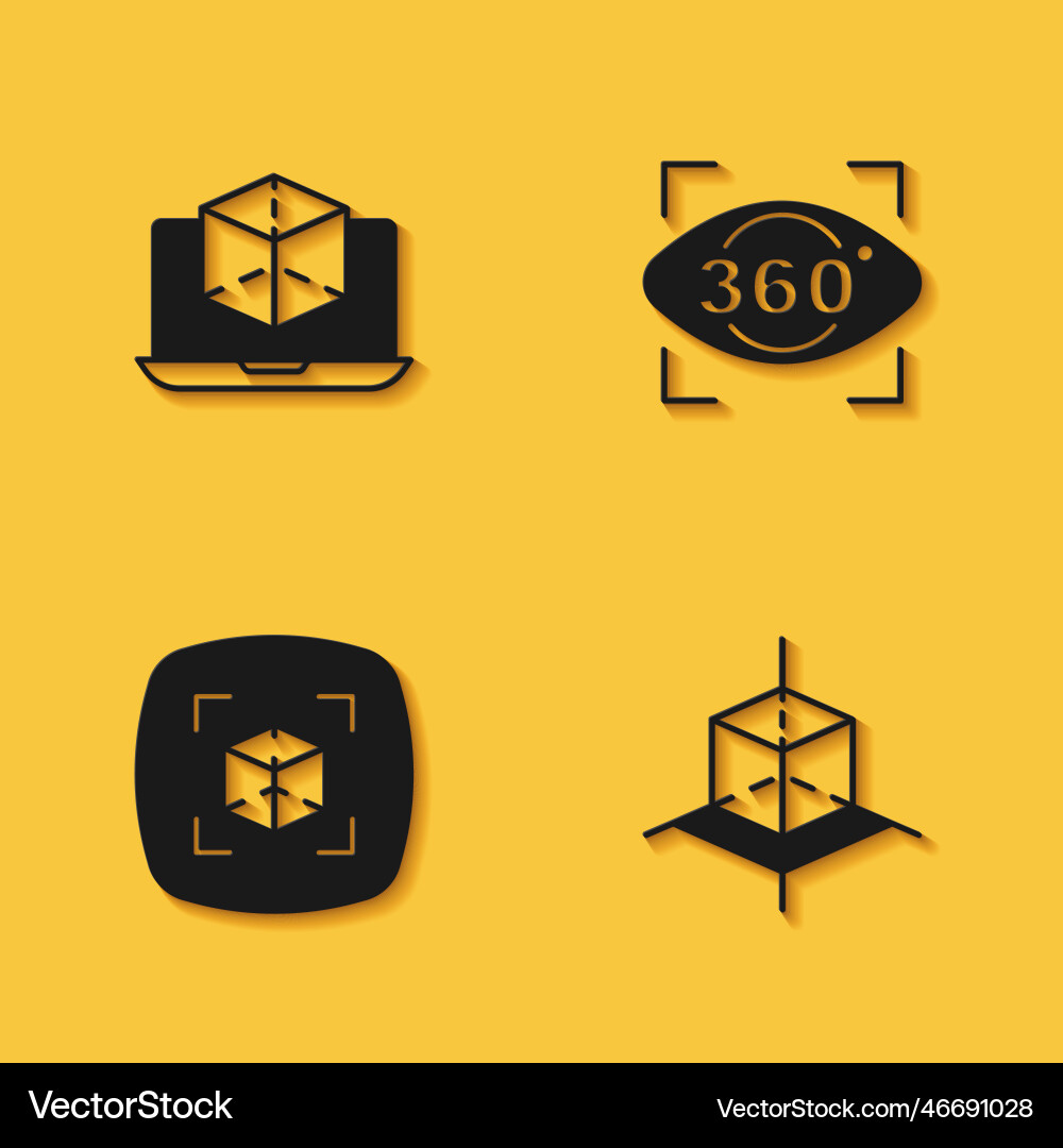 Set 3d modeling and 360 degree view icon Vector Image