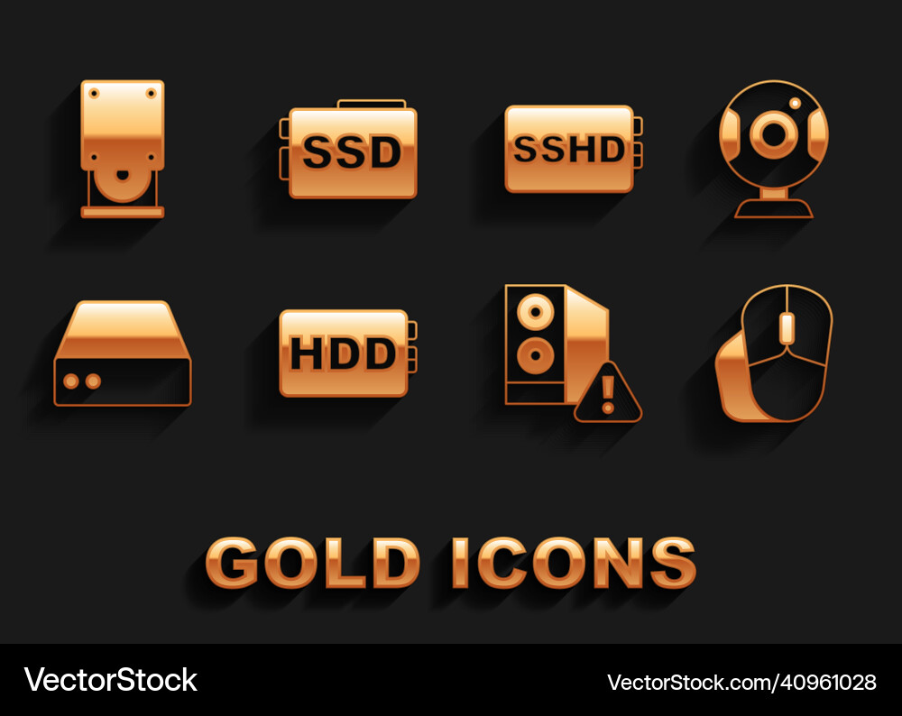 Set hard disk drive hdd web camera computer Set hard disk drive hdd web camera computer Vector Image