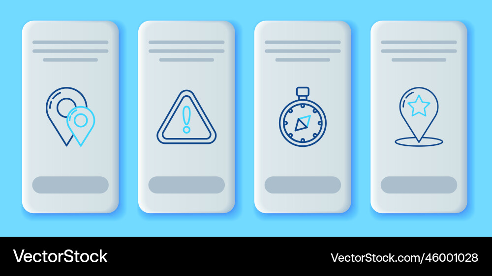 Set line exclamation mark in triangle compass Set line exclamation mark in triangle compass vector image