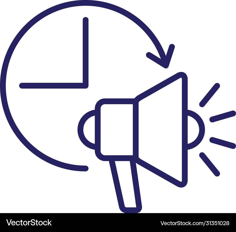 Time clock with arrow around and megaphone vector image