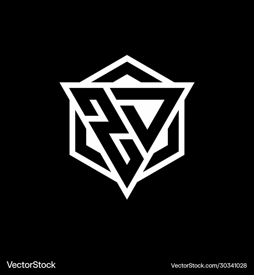 Zd logo monogram with triangle and hexagon shape Zd logo monogram with triangle and hexagon shape Vector Image