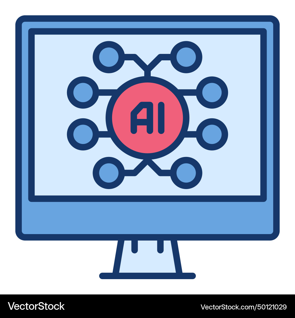 Ai brain on computer screen - artificial Ai brain on computer screen - artificial vector image