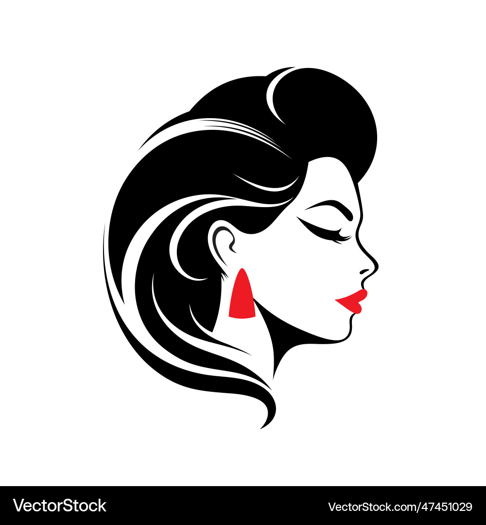 Beautiful girl head concept logo design woman vector image