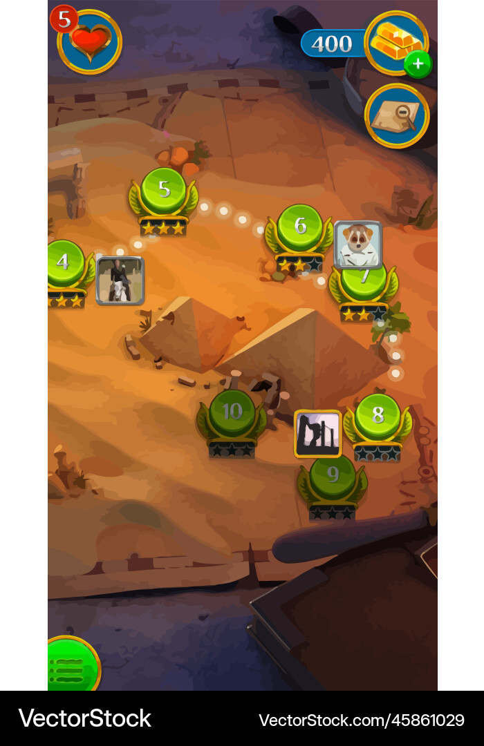 Complete set of level button game ui pop-up icon vector image