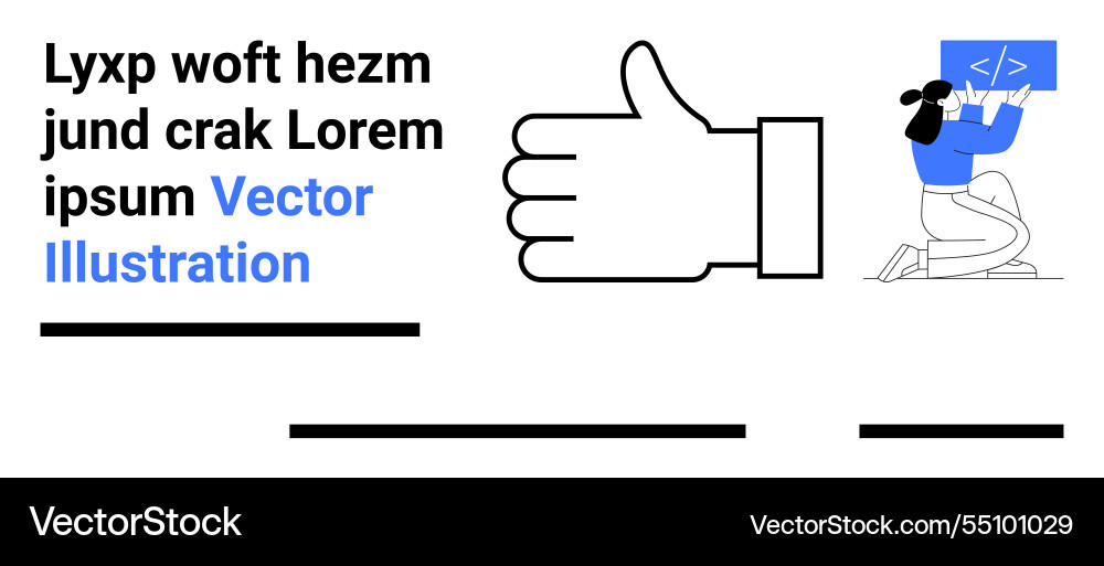 Dombs-up-Grafik mit Coder und Platzhalter Text Dombs-up-Grafik mit Coder und Platzhalter Text vektorbild