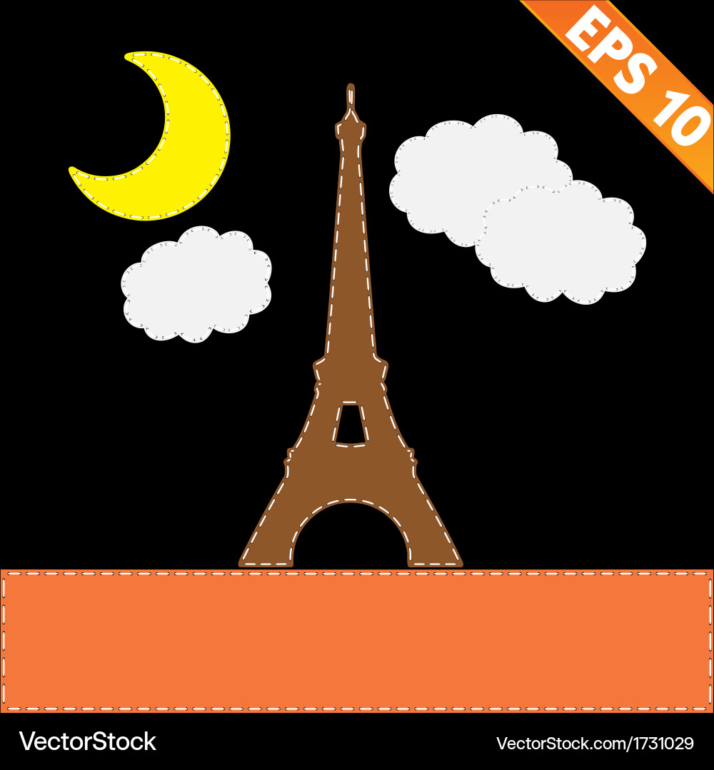 Eiffel tower with stitch style background vector image