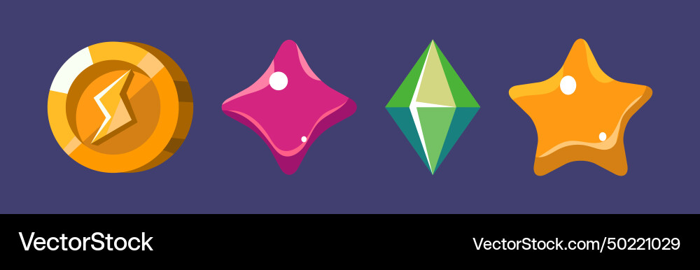 Game icon and glossy ui design element set Vector Image