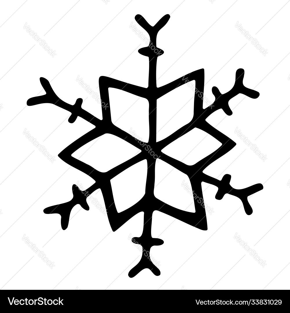 Isolated snowflake element hand drawn Vector Image