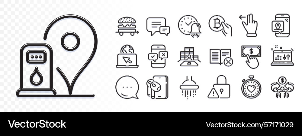 Lock inventory and pin marker line icons for web Lock inventory and pin marker line icons for web vector image