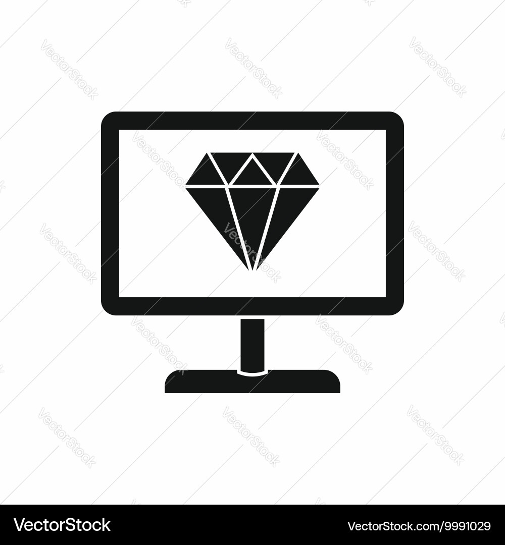 Screen with diamond icon simple style Vector Image
