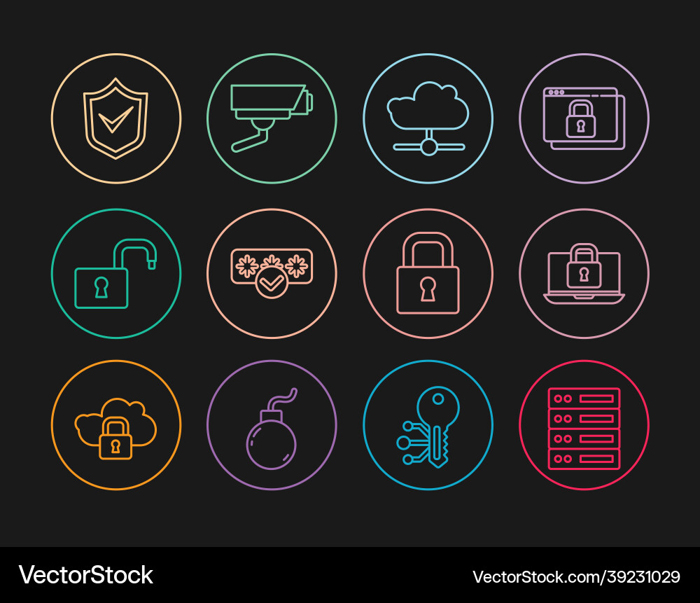 Set line server data web hosting laptop Set line server data web hosting laptop vector image
