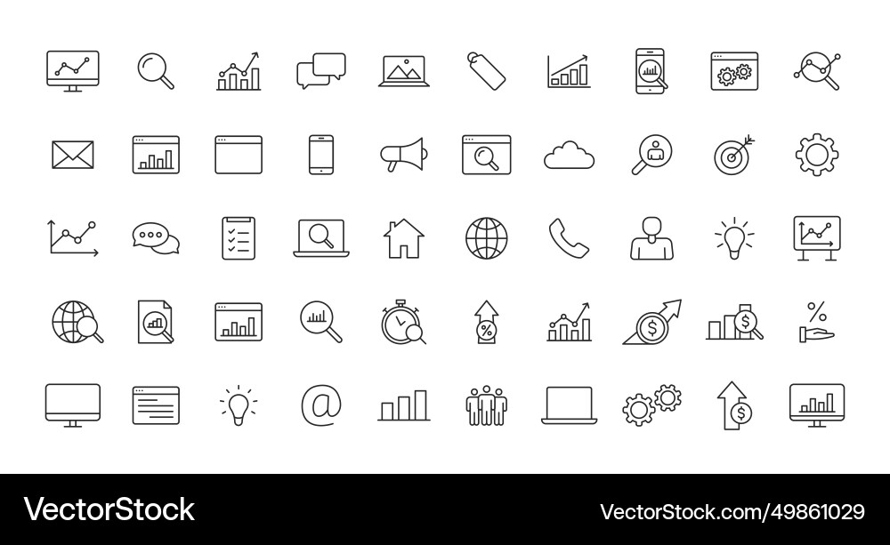 Set of seo and development web icons in line Set of seo and development web icons in line vector image