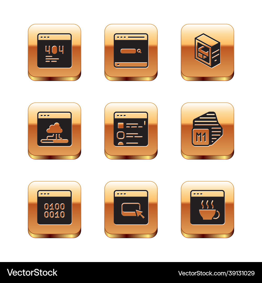Set page with a 404 error binary code browser Set page with a 404 error binary code browser vector image