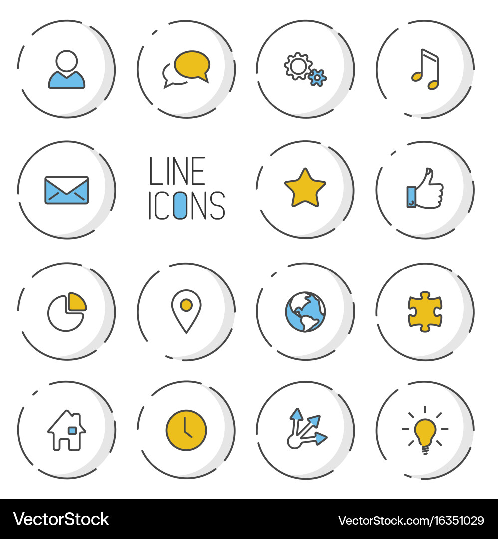 Thin Line Icon Set - Circular vector image
