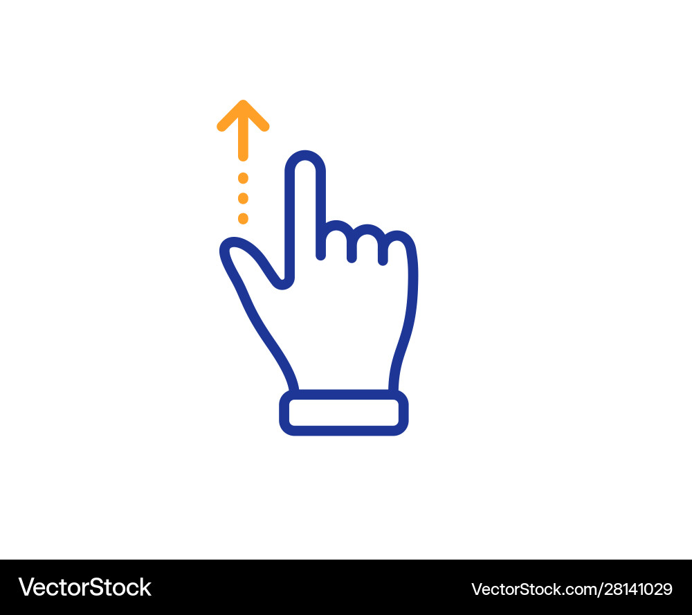 Touchscreen gesture line icon slide up arrow sign vector image