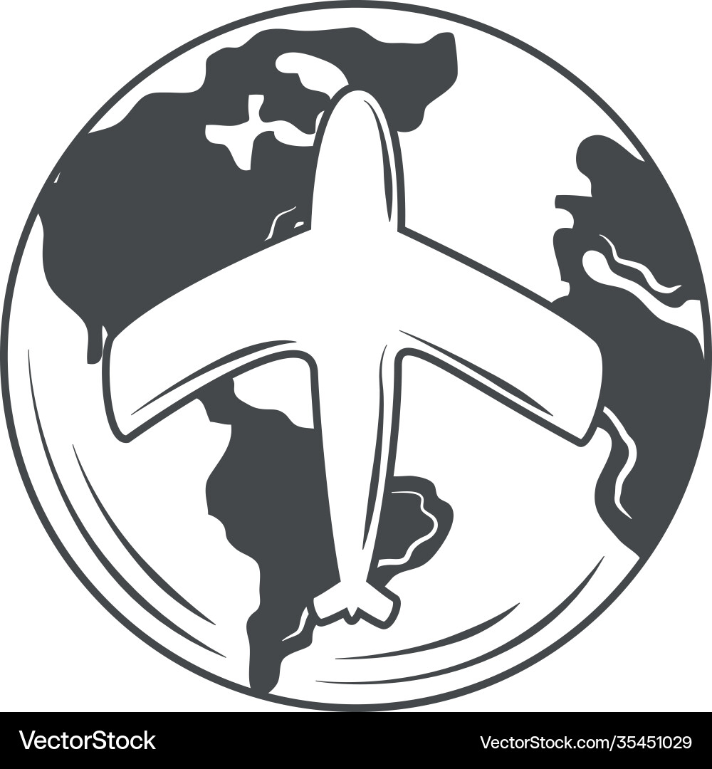 Weltkugelkarte Reiseflugzeug Transport Symbol Weltkugelkarte Reiseflugzeug Transport Symbol vektorbild
