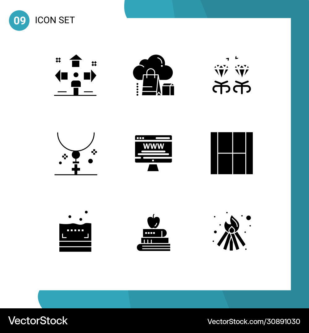 9 universal solid glyphs set for web and mobile vector image