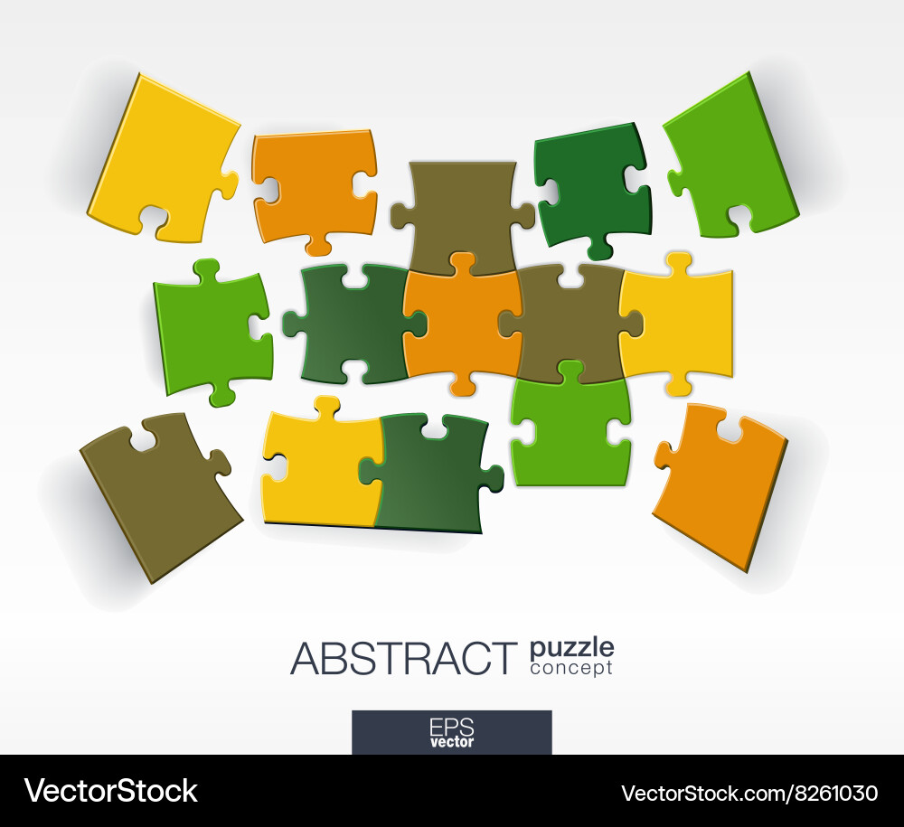 Abstract background with connected color puzzles vector image