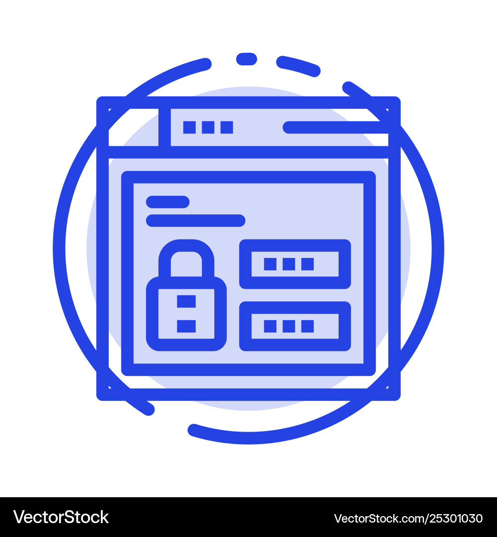 Browser web lock code blue dotted line icon Browser web lock code blue dotted line icon vector image