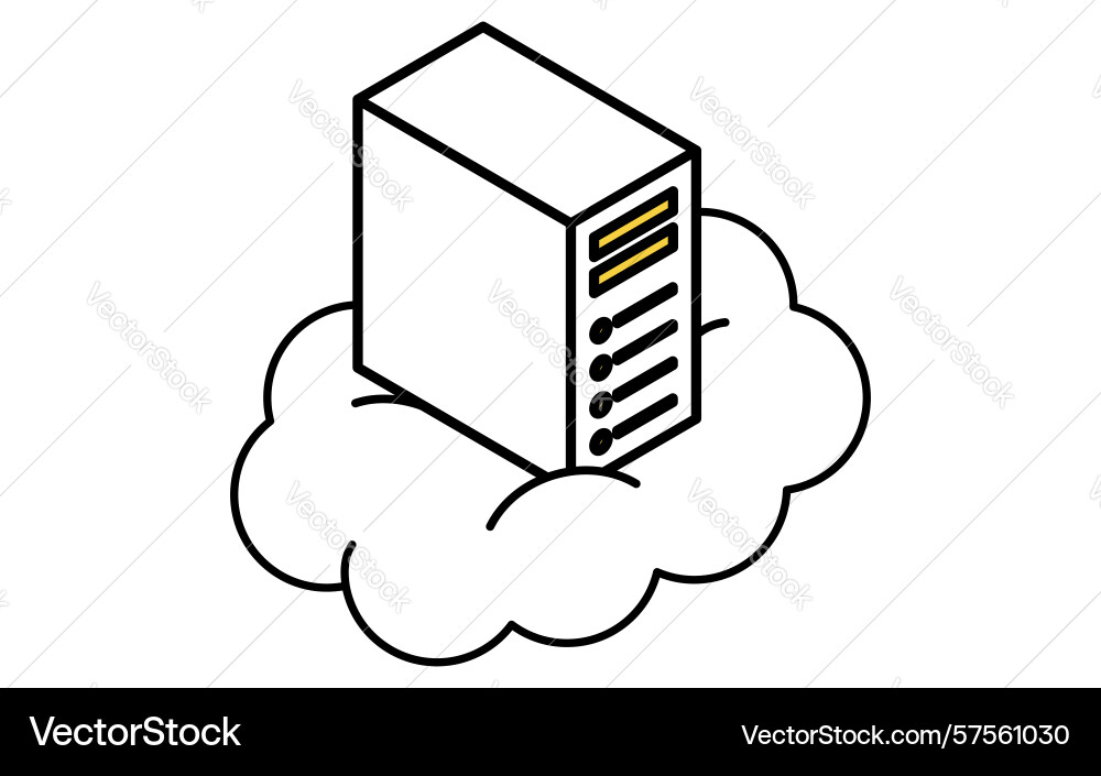 Cloud-based web server isometric line icon vector image