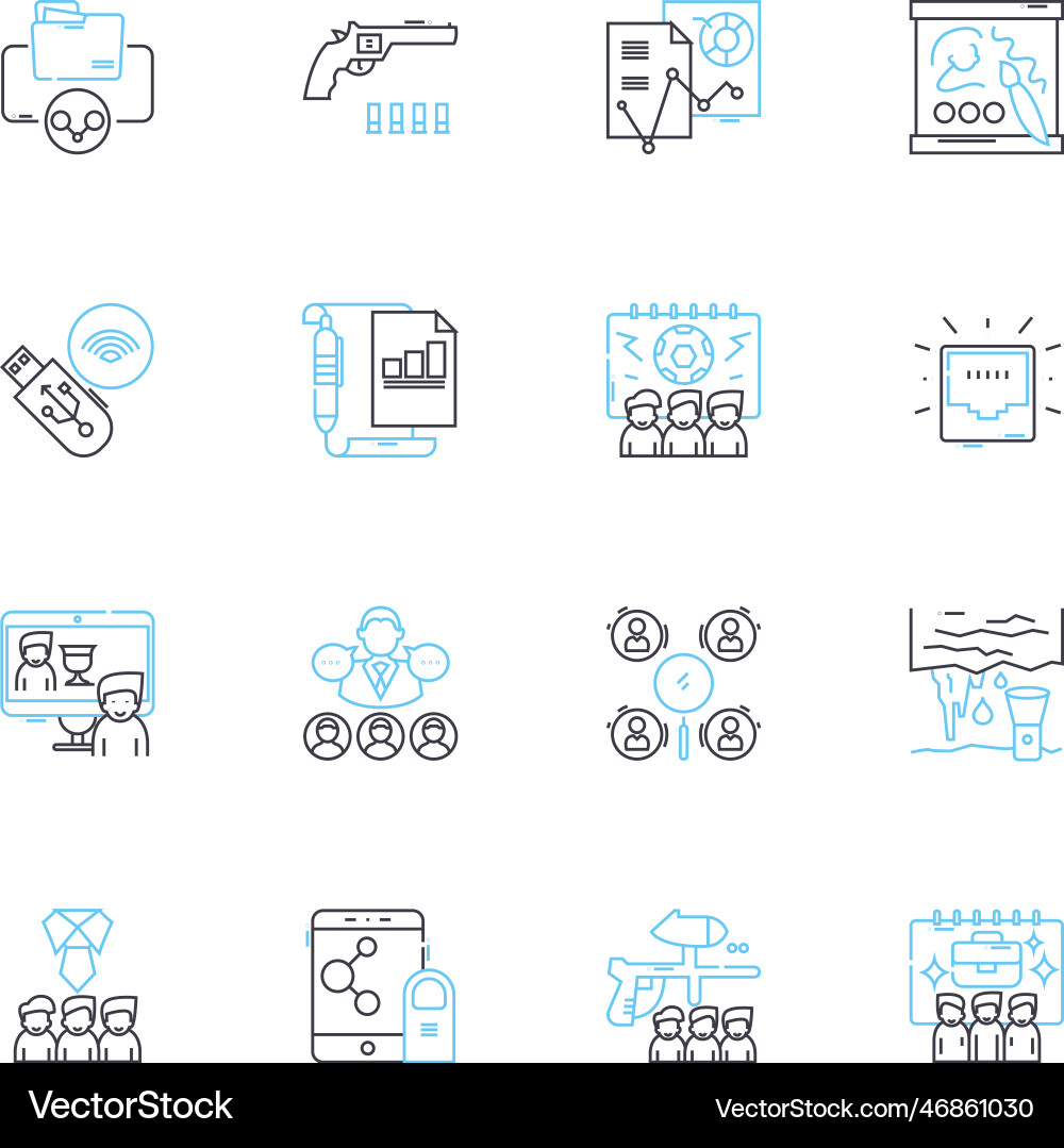 Collaborative community linear icons set unity Collaborative community linear icons set unity vector image