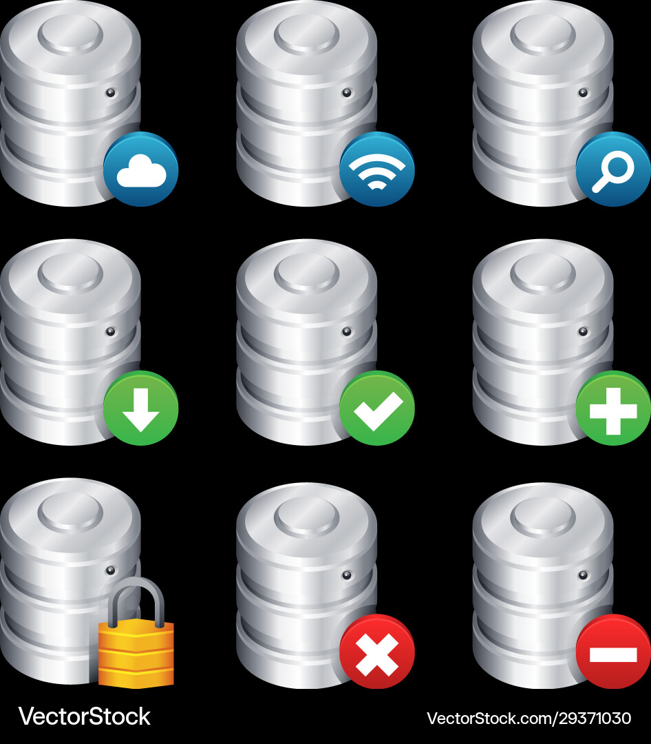 Database Icon - Metallic Style Vector Image