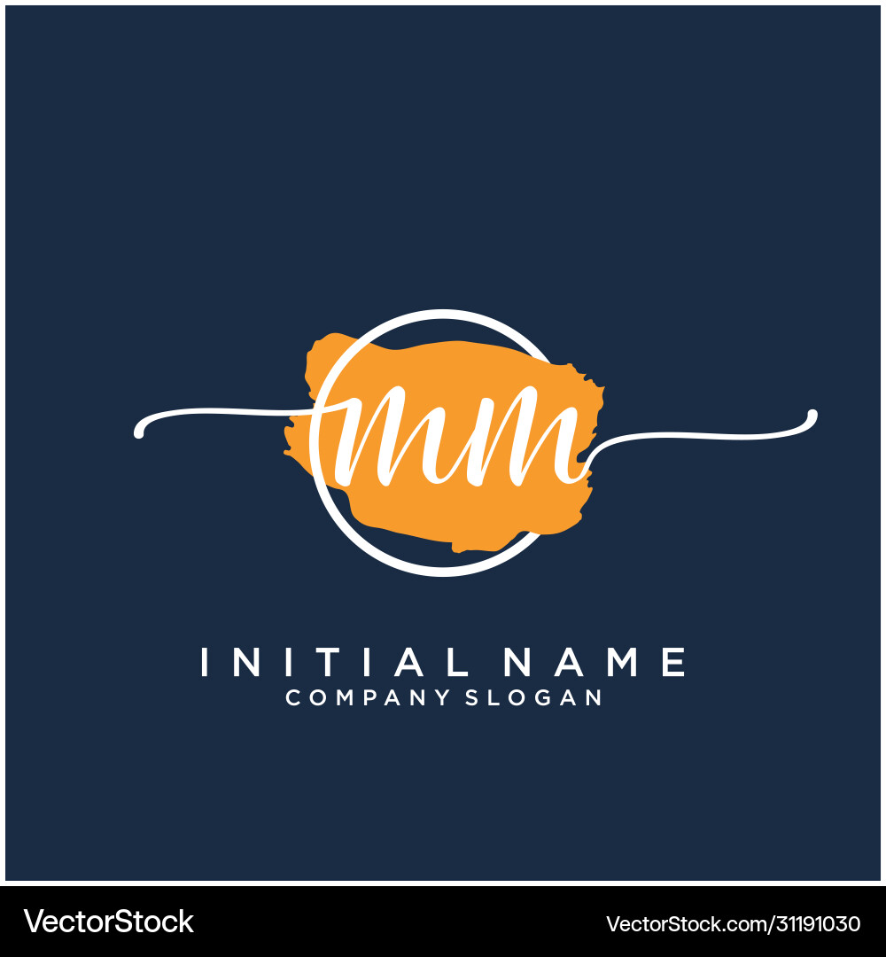 Elegant 'MM' Initial Brush Script Logo vector image