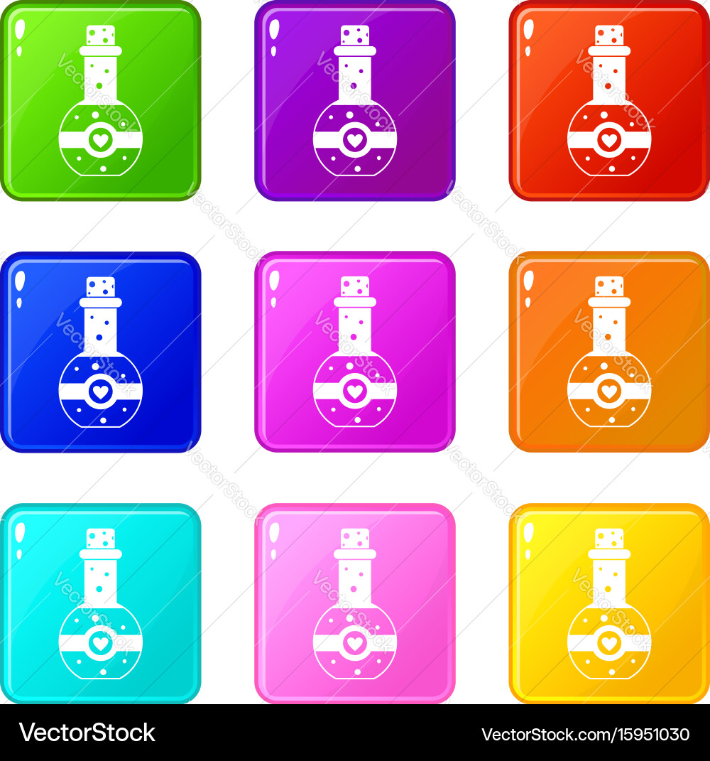 Flask of love elixir set 9 vector image