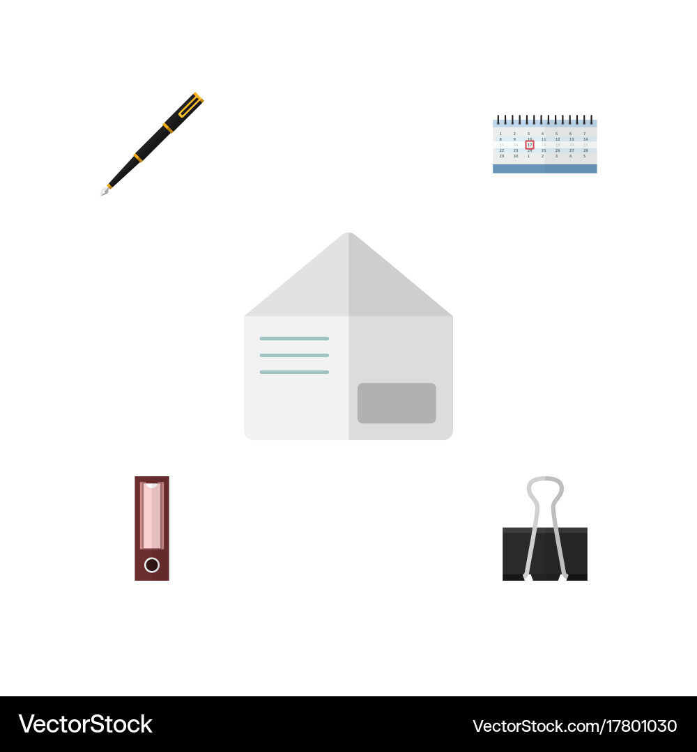 Flat icon tool set of letter date block paper vector image