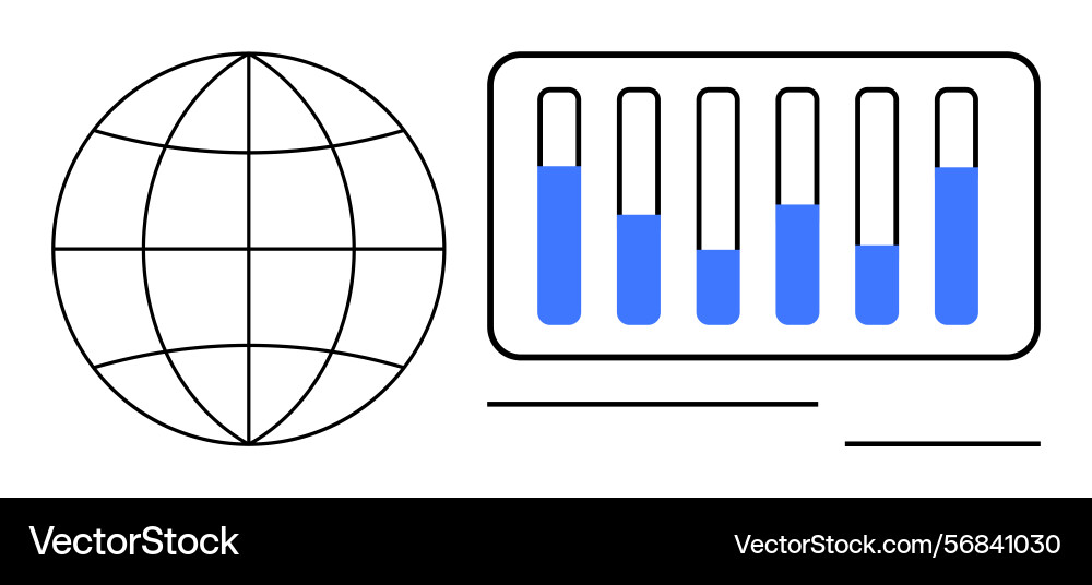 Global data and analytics concept with bar chart Global data and analytics concept with bar chart vector image