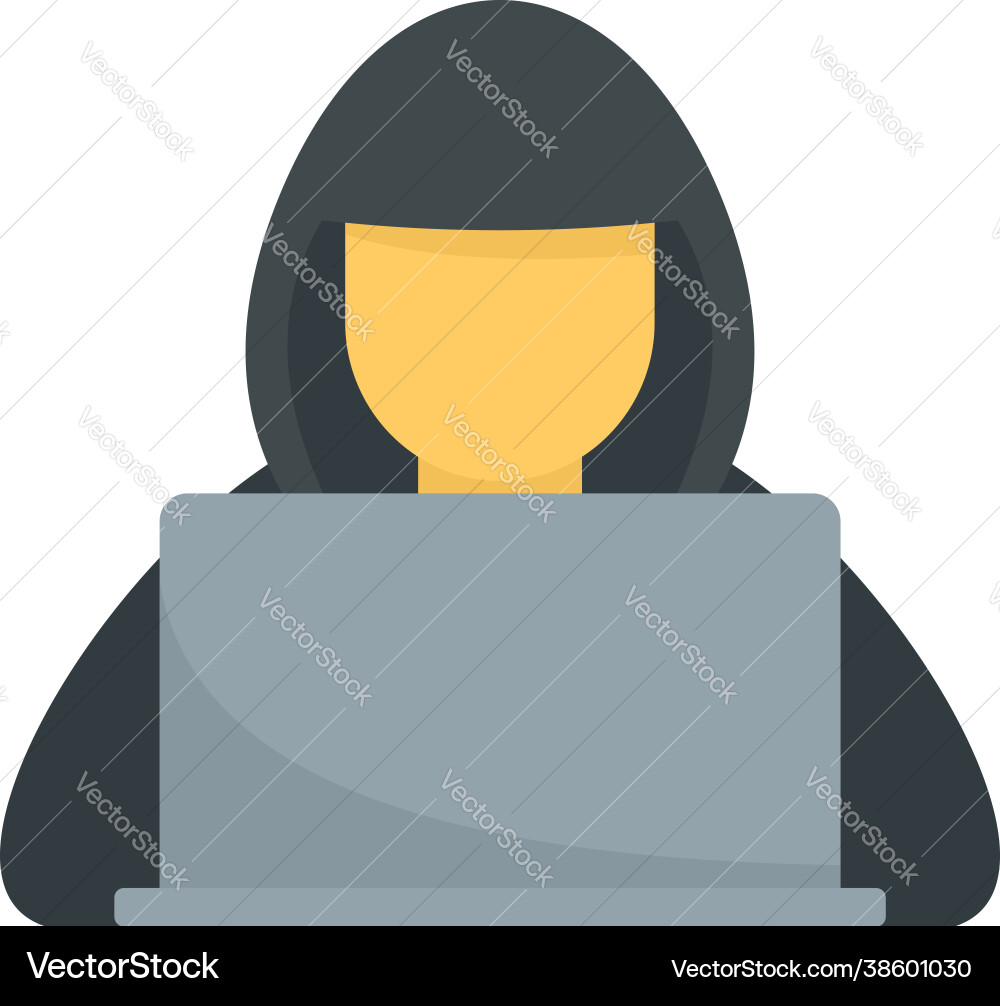 Hacker with hood icon flat isolated Hacker with hood icon flat isolated vector image
