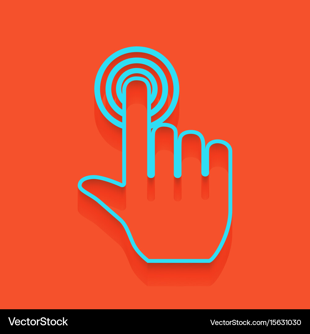 Hand click on button whitish icon vector image