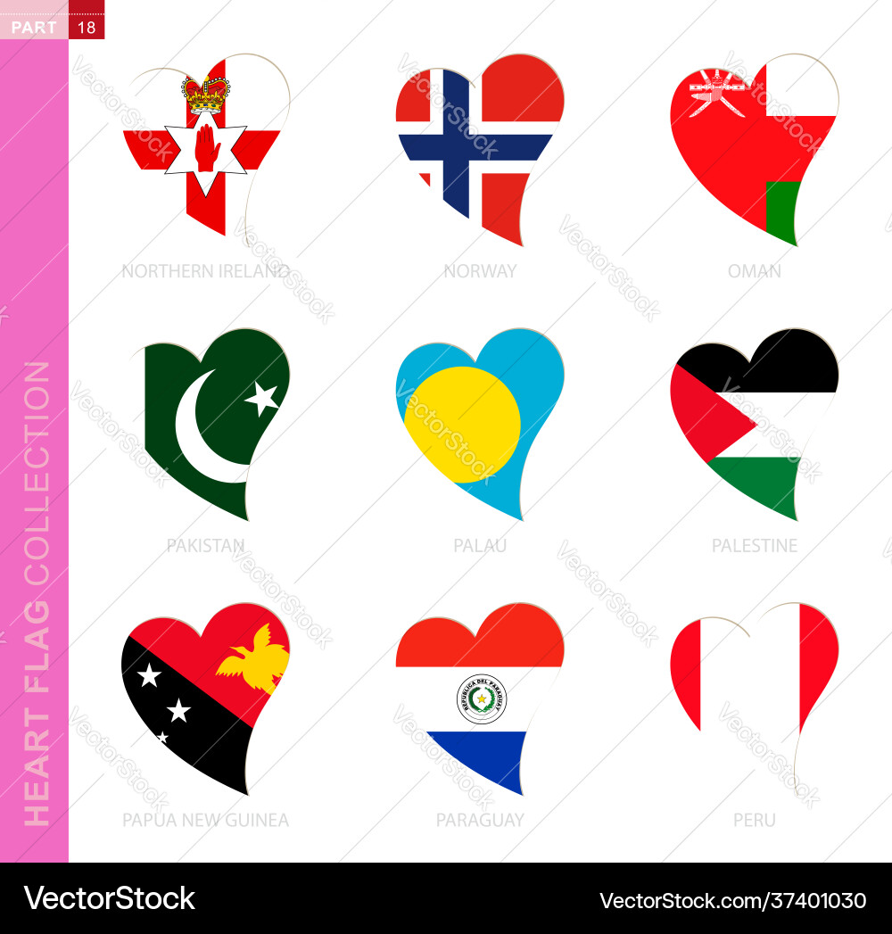 Heart Flags Collection Vector Image