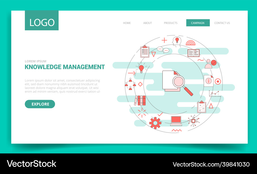 Knowledge management concept with circle icon Knowledge management concept with circle icon vector image