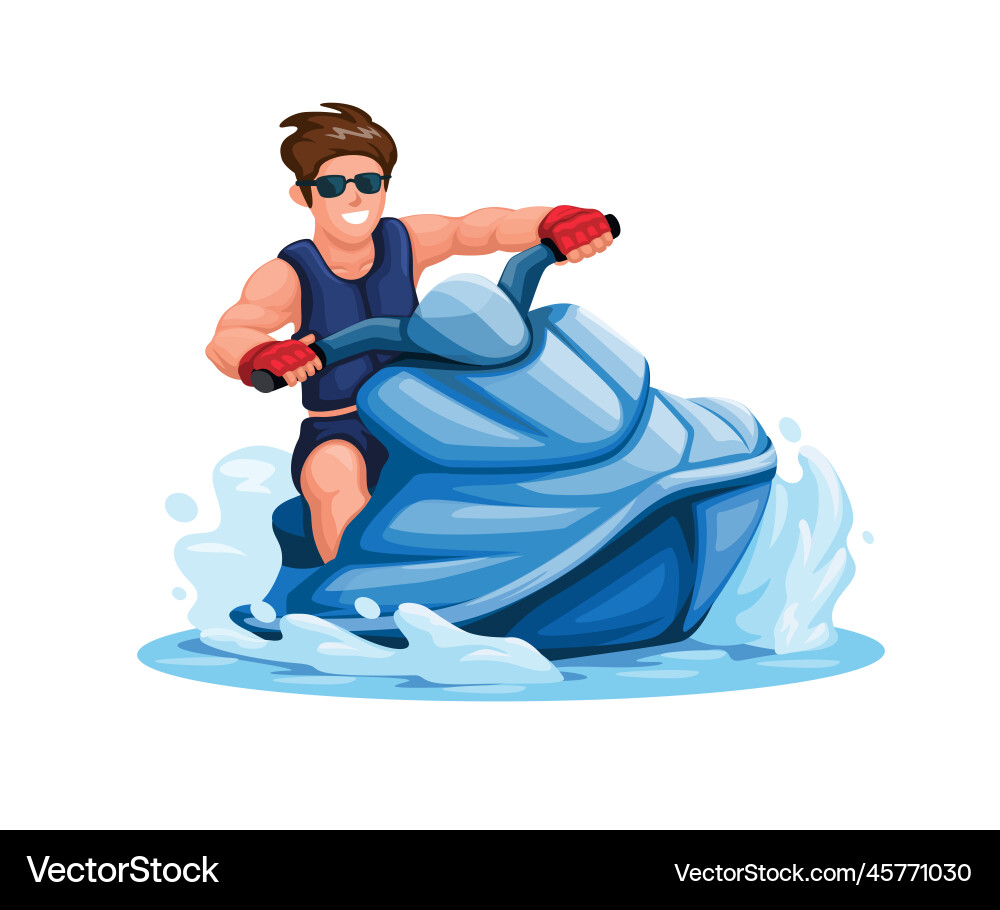 Man on Jet Ski - Water Sport Action Vector Image