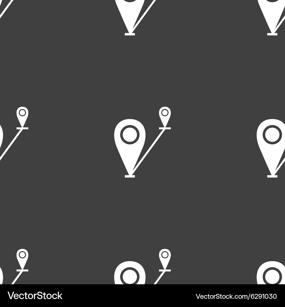 Map pointer icon sign seamless pattern on a gray Vector Image