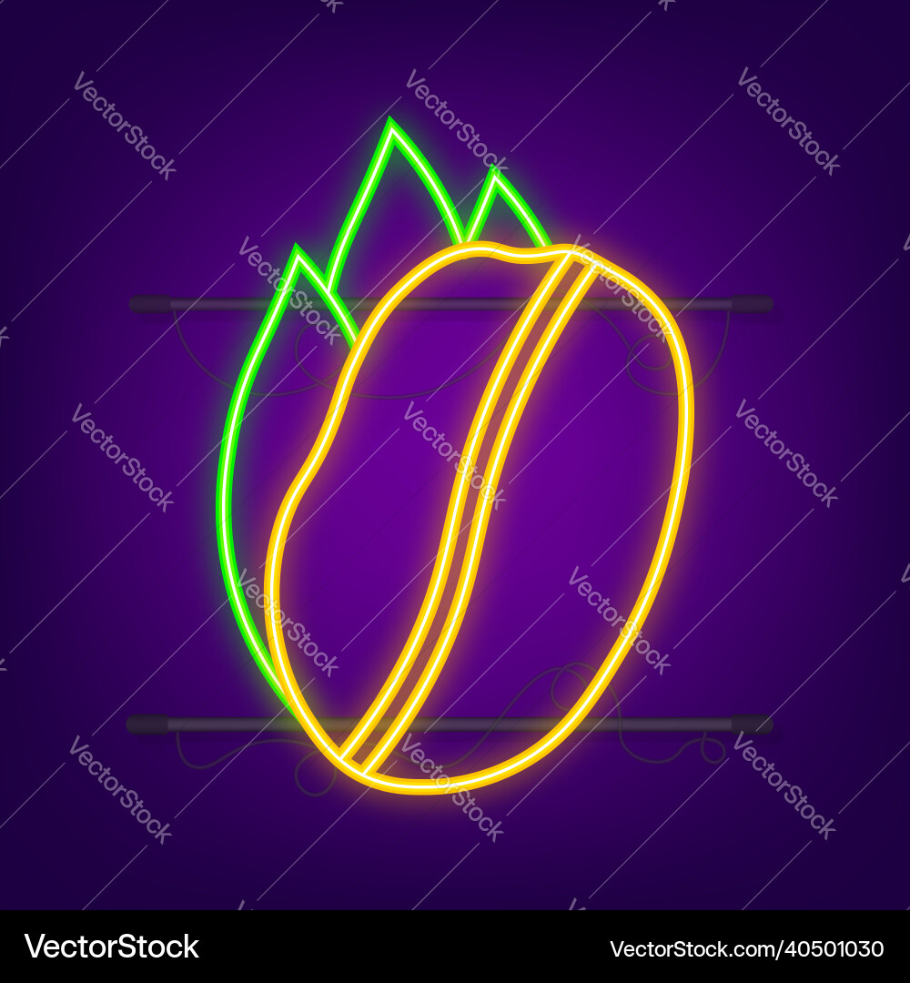 Neon Ikone Kaffeebohne für Café-Label Neon Ikone Kaffeebohne für Café-Label vektorbild