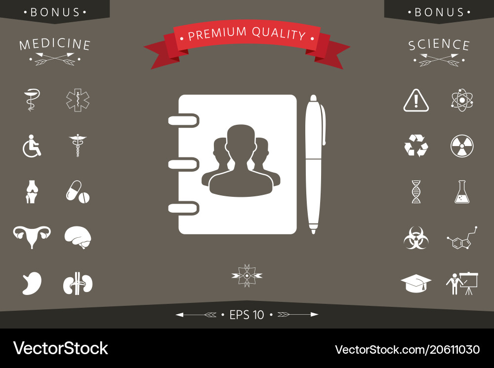 Notebook address phone book with symbol of group Notebook address phone book with symbol of group vector image