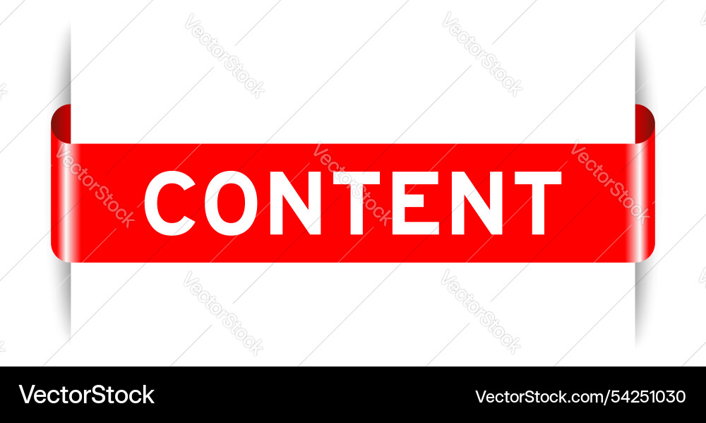 Red color inserted label banner with word content Red color inserted label banner with word content vector image