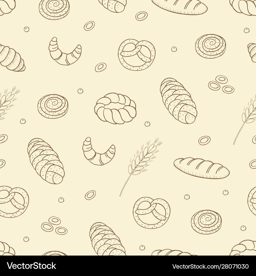 Seamless pattern with different kind bread-08 Seamless pattern with different kind bread-08 vector image