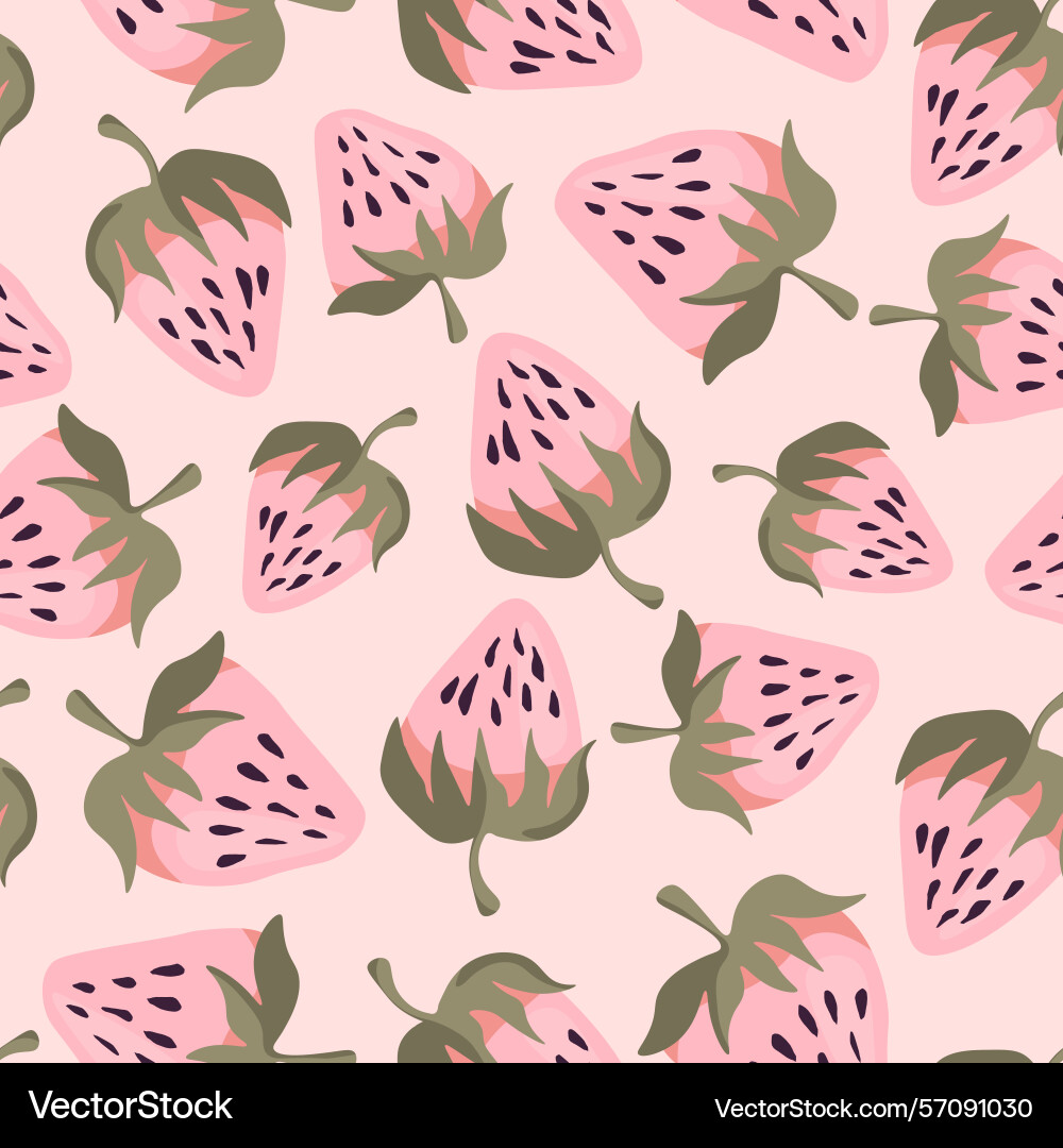 Seamless pattern with strawberry on color Vector Image