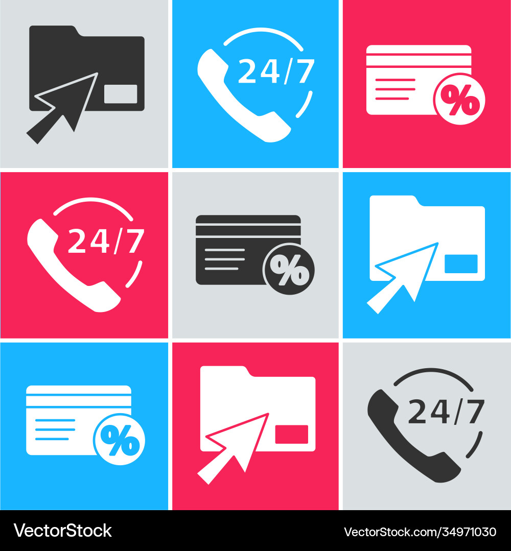 Set cursor click document folder telephone 24 Set cursor click document folder telephone 24 vector image