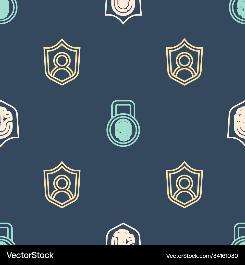 Set line fingerprint in shield user protection Set line fingerprint in shield user protection vector image
